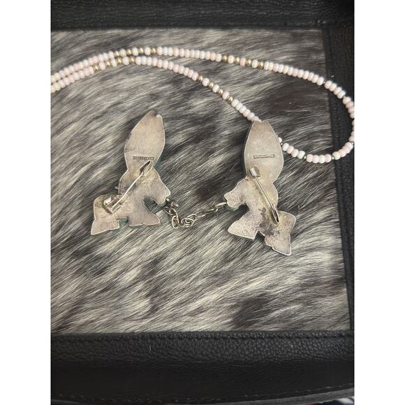 Vintage Sterling Silver Mexico Green Donkey Burro Brooch Double Duet Sweater Pin - Picture 9 of 12